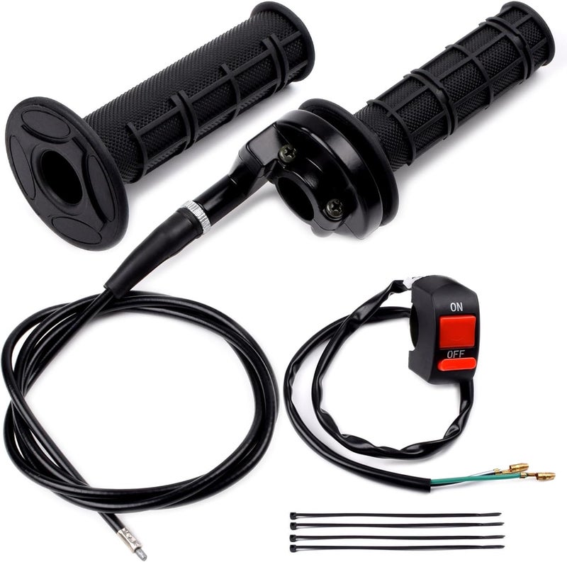 Riyitauto 7/8 22mm Twist Throttle Accelerator Soft Rubber Handle Grips,mini Bike Throttle Assembly for 50cc 90cc 110cc 125cc Mini/Pit/Dirt/ATV Quad Pocket Bike (Black) - Image 1